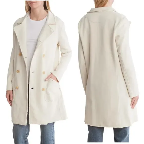 Frank & Eileen Belfast Trench Coat Vintage White Triple Fleece Size XS  Made USA - Picture 5 of 11